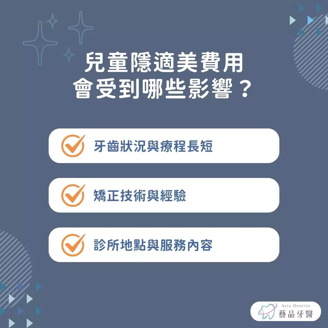 兒童隱適美費用高嗎?這樣比較就知道值不值得 1 兒童隱適美費用會受到哪些影響?