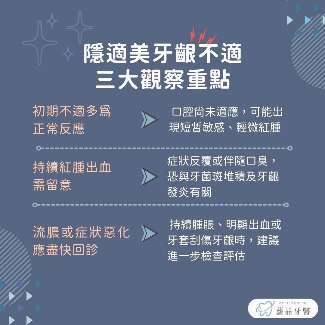 隱適美牙齦發炎會影響療程嗎?常見不適完整說明 1 隱適美牙齦不適的三大觀察重點